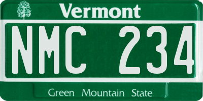 VT license plate NMC234