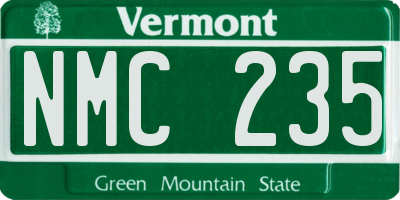 VT license plate NMC235