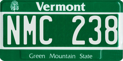 VT license plate NMC238