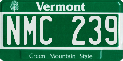 VT license plate NMC239