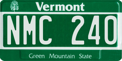 VT license plate NMC240