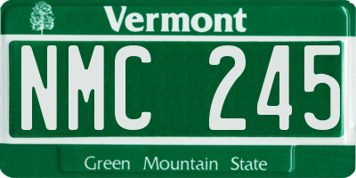 VT license plate NMC245