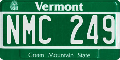 VT license plate NMC249