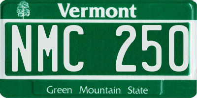 VT license plate NMC250