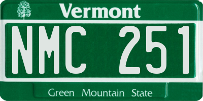 VT license plate NMC251