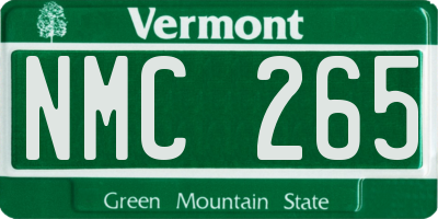 VT license plate NMC265