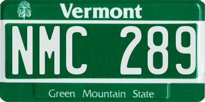 VT license plate NMC289