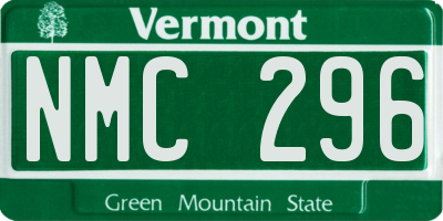 VT license plate NMC296