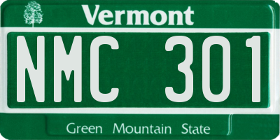 VT license plate NMC301
