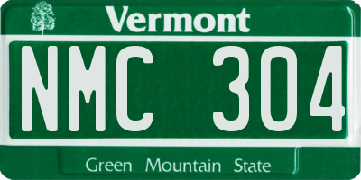 VT license plate NMC304