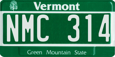 VT license plate NMC314