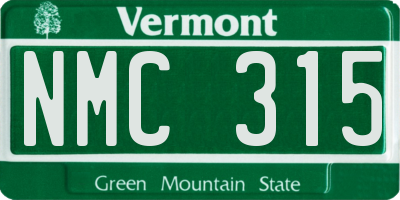 VT license plate NMC315