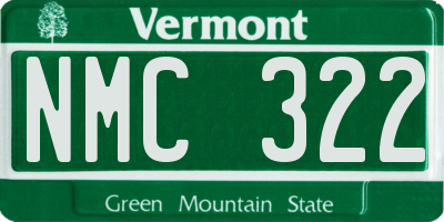 VT license plate NMC322