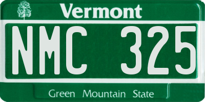 VT license plate NMC325