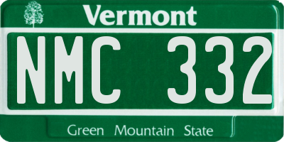 VT license plate NMC332