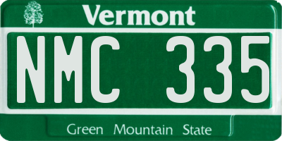 VT license plate NMC335