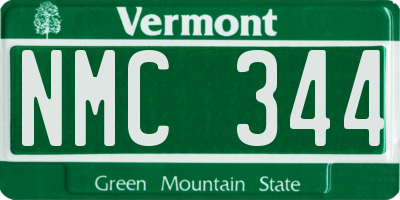 VT license plate NMC344