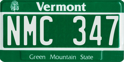 VT license plate NMC347