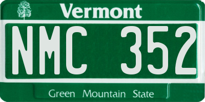 VT license plate NMC352