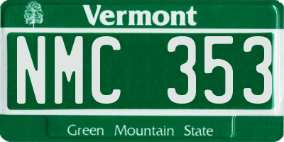 VT license plate NMC353