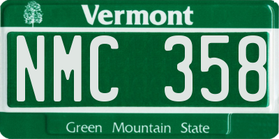 VT license plate NMC358
