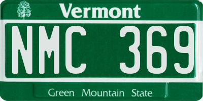 VT license plate NMC369