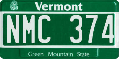 VT license plate NMC374
