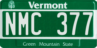 VT license plate NMC377