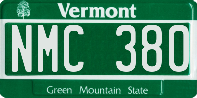 VT license plate NMC380