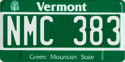 VT license plate NMC383