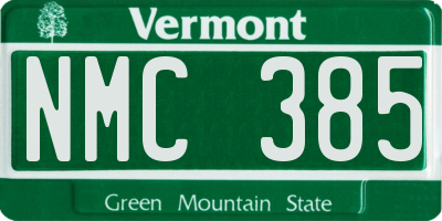 VT license plate NMC385