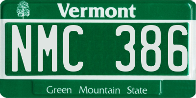 VT license plate NMC386
