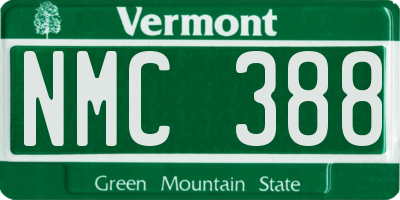 VT license plate NMC388