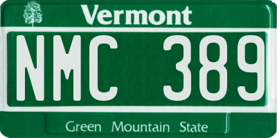 VT license plate NMC389