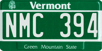 VT license plate NMC394