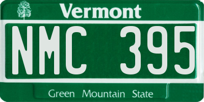 VT license plate NMC395