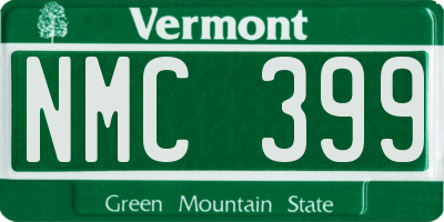 VT license plate NMC399