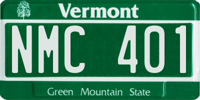 VT license plate NMC401