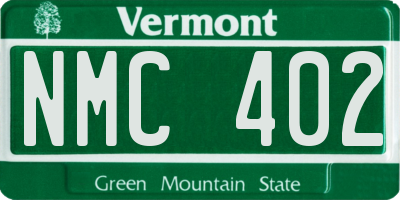 VT license plate NMC402