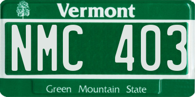 VT license plate NMC403