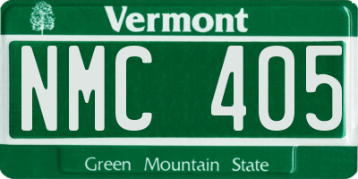 VT license plate NMC405