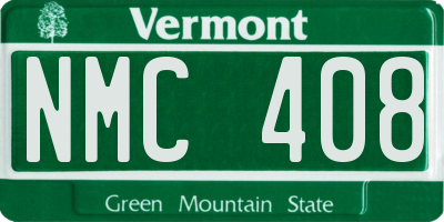 VT license plate NMC408