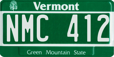 VT license plate NMC412