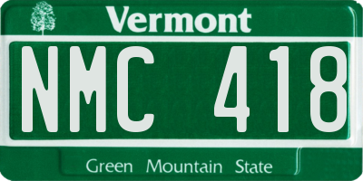 VT license plate NMC418