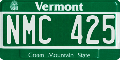 VT license plate NMC425