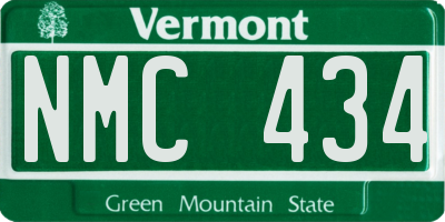 VT license plate NMC434