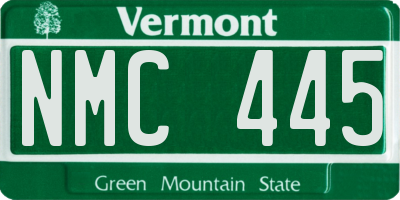 VT license plate NMC445