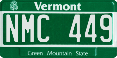 VT license plate NMC449