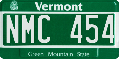 VT license plate NMC454