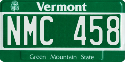 VT license plate NMC458
